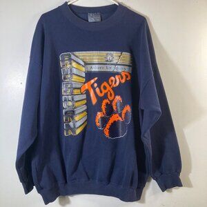 Mens Vintage TL Sportswear Auburn Tigers Sweatshirt Navy Orange 2XLB Poly Cotton